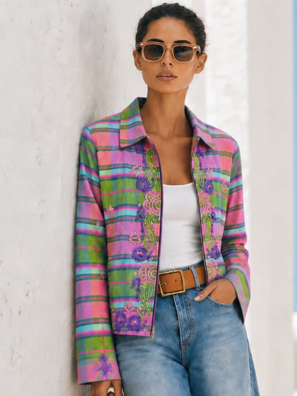 PTP 20" 100% silk jacket by Anage, embroidered and beaded